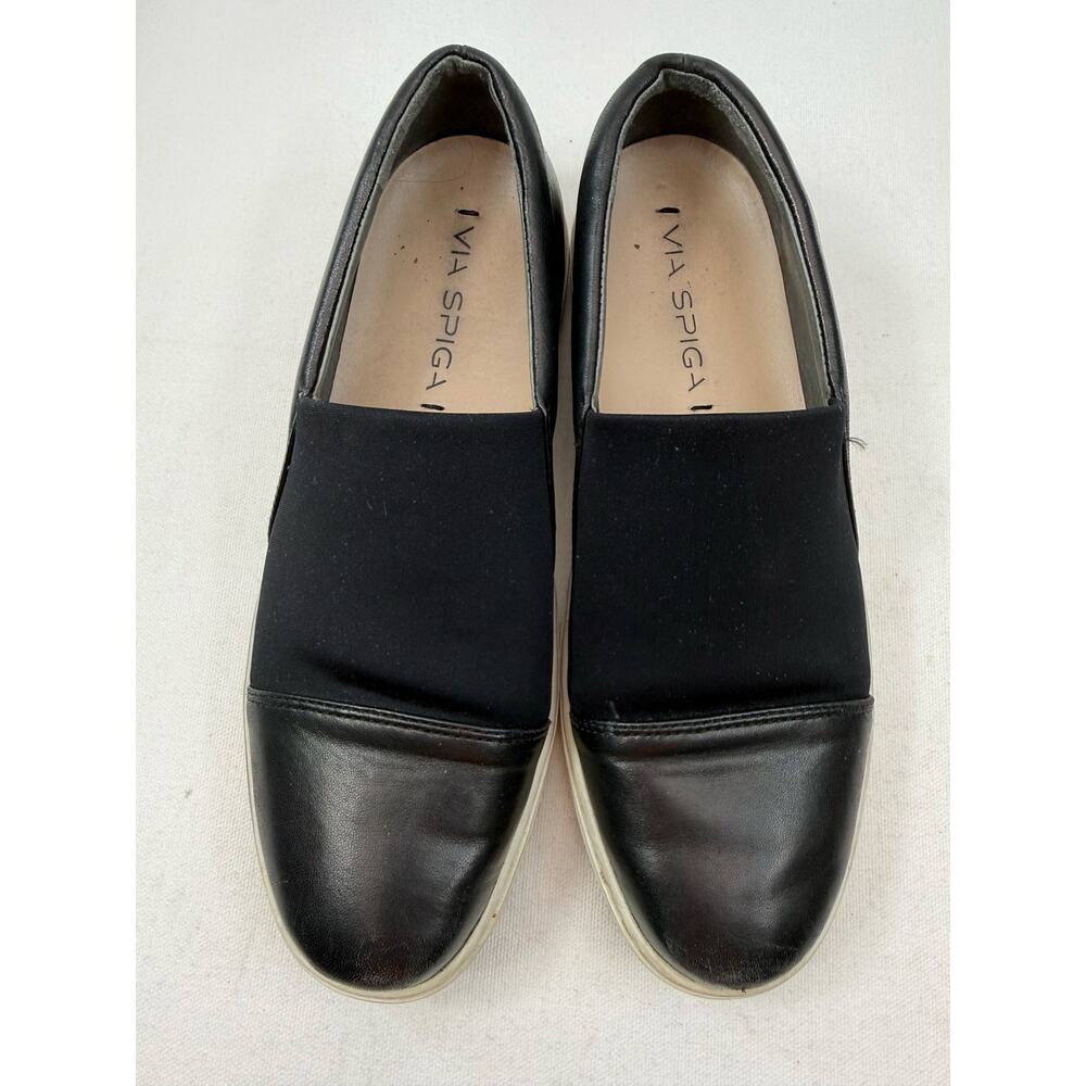 Via Spiga Black Slip On Loafers Womens‎ Size 8M Comfort Shoes Capsule Old Money